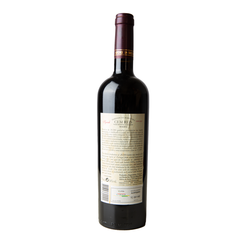CEM REIS RESERVA SYRAH 2021 750 ML | HERDADE DA MAROTEIRA | Garrafeira Genuína - Genuinamente apaixonados pelo Vinho