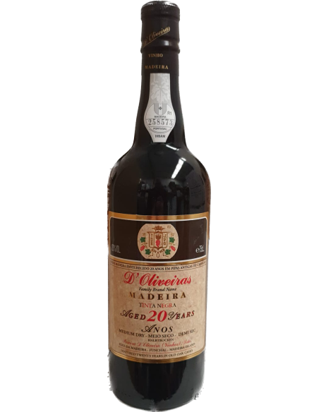 MADEIRA D'OLIVEIRAS TINTA NEGRA 20 ANOS MEIO SECO 750 ML | D'Oliveiras | Garrafeira Genuína - Genuinamente apaixonados pelo Vinho